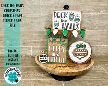 Load image into Gallery viewer, Deck the Halls Christmas,as Quick and Easy Tiered Tray File SVG, Glowforge Tier Tray, LuckyHeartDesignsCo
