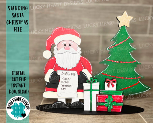 Standing Santa Christmas File SVG, Glowforge Holiday, LuckyHeartDesignsCo