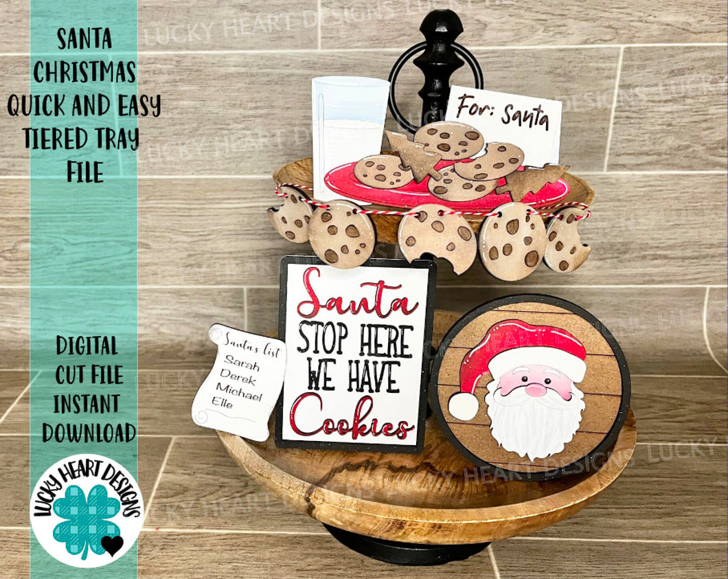 Santa Quick and Easy Tiered Tray File SVG, Glowforge, LuckyHeartDesignsCo