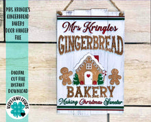 Load image into Gallery viewer, Mrs. Kringle&#39;s Gingerbread Bakery Door Hanger File SVG, Glowforge, Christmas, LuckyHeartDesignsCo
