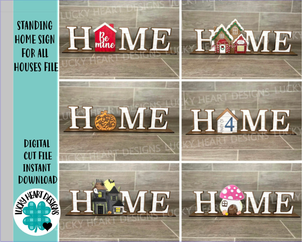 Standing Home Sign For All Houses File SVG, Interchangeable, Glowforge, LuckyHeartDesignsCo