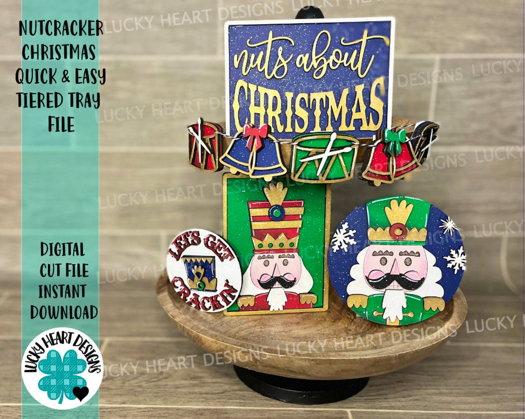 Nutcracker Christmas Quick and Easy Tiered Tray File SVG, Glowforge, LuckyHeartDesignsCo