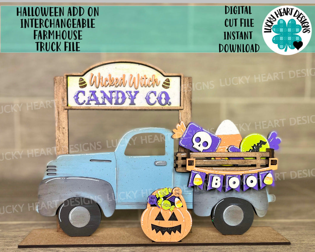 Halloween add on Interchangeable Farmhouse Truck File SVG, Glowforge Fall, LuckyHeartDesignsCO