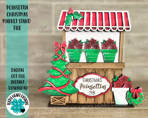 Poinsettia Christmas Interchangeable Market Stand File SVG, Glowforge, laser, LuckyHeartDesignsCo