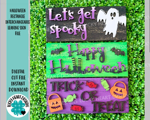 Halloween Rectangle Interchangeable Leaning Sign File SVG, Glowforge, LuckyHeartDesignsCo