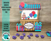 Load image into Gallery viewer, Birthday Balloon Interchangeable Market Stand File SVG, Glowforge, LuckyHeartDesignsCo
