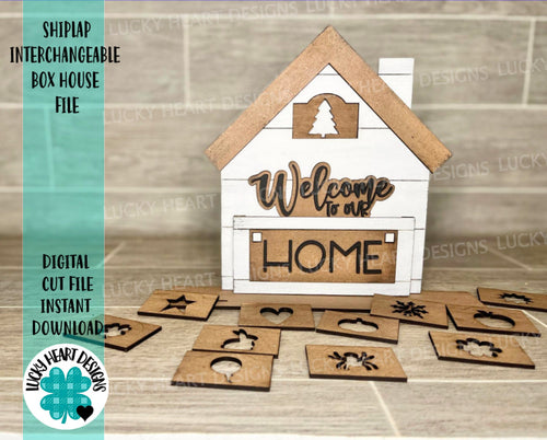 Shiplap Interchangeable Box House File SVG, Glowforge, LuckyHeartDesignsCo