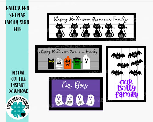 Halloween Shiplap Family Sign File SVG, Glowforge, LuckyHeartDesignsCO