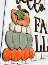 Load image into Gallery viewer, Hello Fall Shiplap Pumpkin Sign File SVG, Glowforge, LuckyHeartDesignsCO
