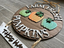 Load image into Gallery viewer, Farm Fresh Pumpkin Round Sign File SVG, Glowforge Fall, LuckyHeartDesignsCo
