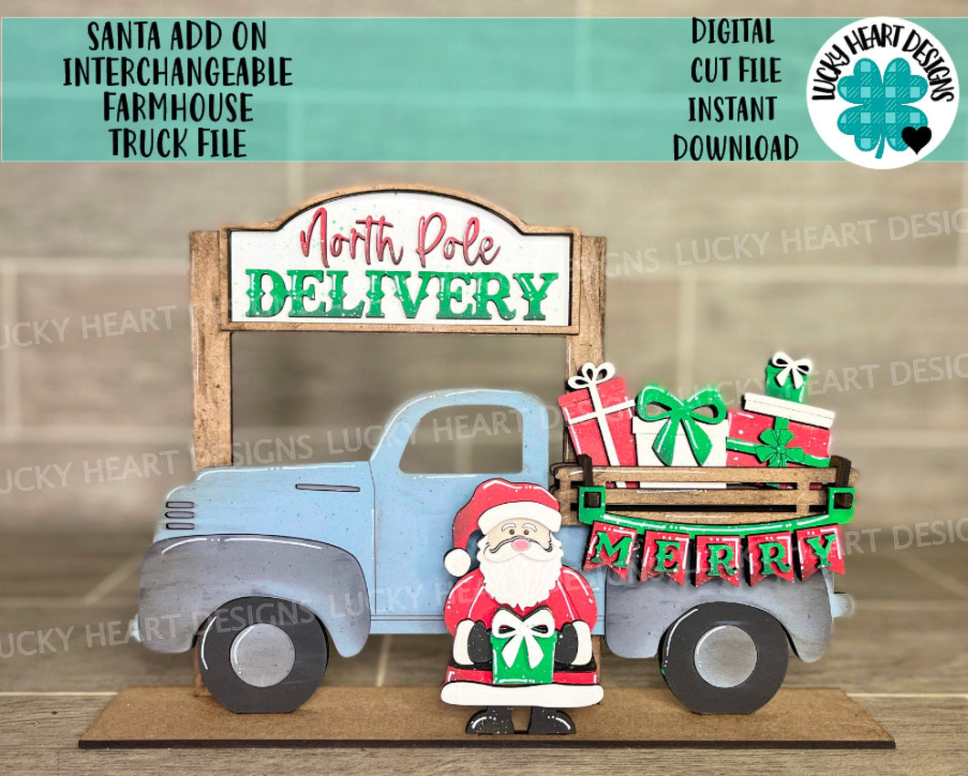 Santa add on Interchangeable Farmhouse Truck File SVG, Glowforge Christmas, LuckyHeartDesignsCo