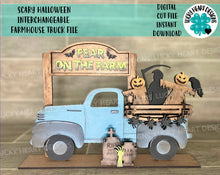 Load image into Gallery viewer, Scary Halloween add on Interchangeable Farmhouse Truck File SVG, Glowforge Fall, LuckyHeartDesignsCo

