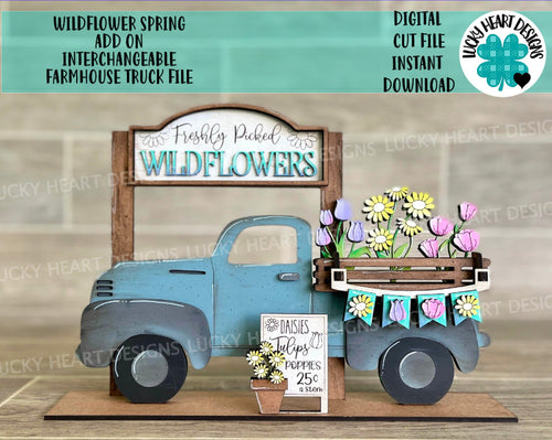 Wildflower Spring add on Interchangeable Farmhouse Truck File SVG, LuckyHeartDesignsCo
