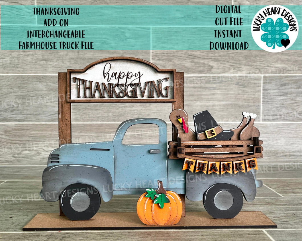 Thanksgiving add on Interchangeable Farmhouse Truck File SVG, Glowforge, LuckyHeartDesignsCo