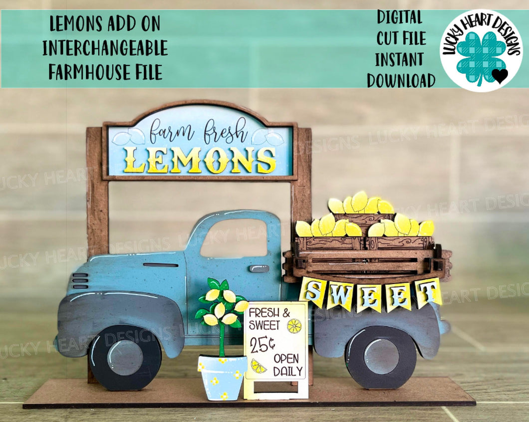 Lemons add on Interchangeable Farmhouse Truck File SVG, Glowforge, LuckyHeartDesignsCo