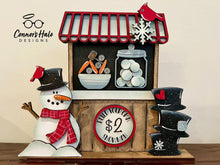 Load image into Gallery viewer, Snowman Interchangeable Market Stand File SVG, Glowforge Winter, LuckyHeartDesignsCo

