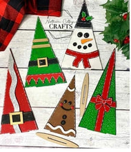 Load image into Gallery viewer, Christmas Character Tree File SVG, Santa Kids Craft, Glowforge, LuckyHeartDesignsCo
