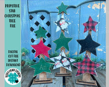 Load image into Gallery viewer, Primitive Star Christmas Tree File SVG, Rustic Farmhouse Glowforge, LuckyHeartDesignsCo
