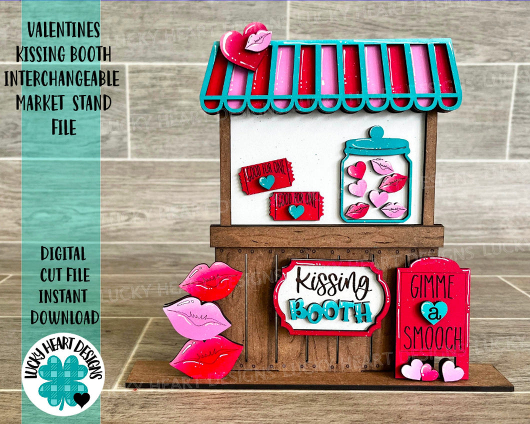Valentines Kissing Booth InterchangeableMarket Stand File SVG, Glowforge, LuckyHeartDesignsCo
