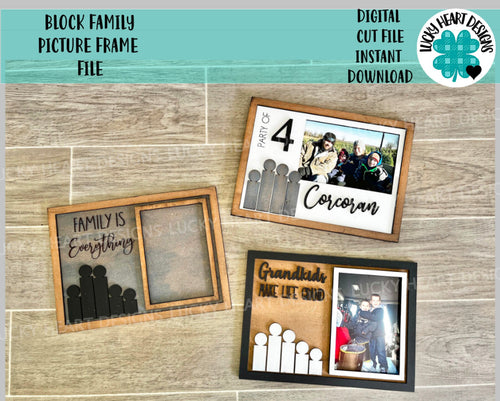 Block Family Picture Frame File SVG, Glowforge, LuckyHeartDesignsCo