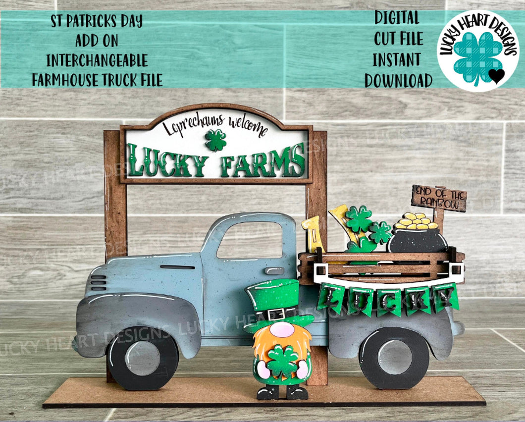 St Patrick's Day add on Interchangeable Farmhouse Truck File SVG, Glowforge, LuckyHeartDesignsCo