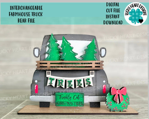 Interchangeable Farmhouse Truck Rear File SVG, Glowforge, LuckyHeartDesignsCo