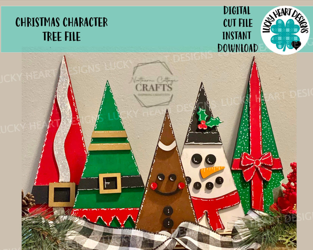 Christmas Character Tree File SVG, Santa Kids Craft, Glowforge, LuckyHeartDesignsCo