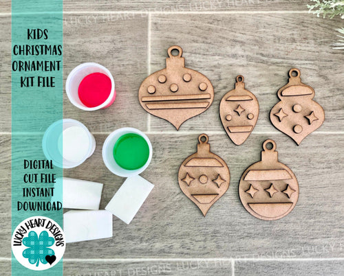 Kids Christmas Ornament Kit File SVG, Glowforge, LuckyHeartDesignsCo