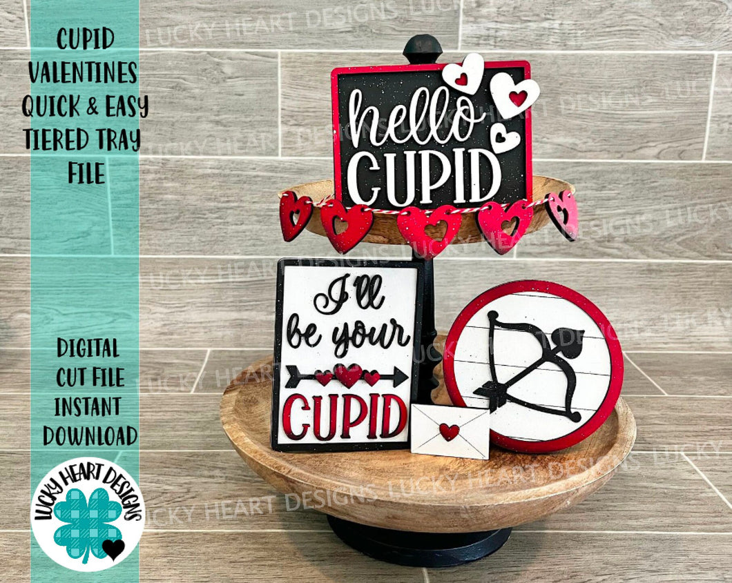 Cupid Valentine Quick and Easy Tiered Tray File SVG, Glowforge, LuckyHeartDesignsCo