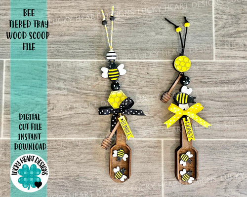Bee Tiered Tray Wood Scoop File SVG, Glowforge, LuckyHeartDesignsCo