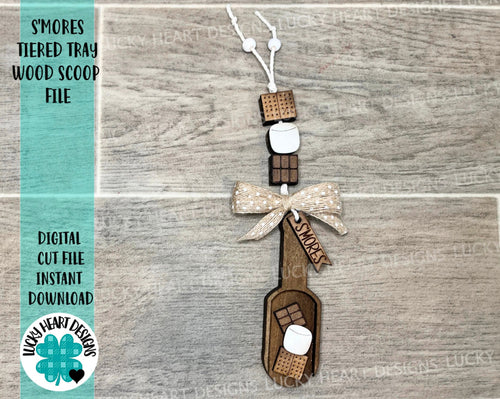 S'mores Tiered Tray Wood Scoop File SVG, Glowforge Summer Camping, LuckyHeartDesignsCo