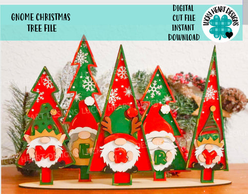 Gnome Christmas Tree File SVG, Glowforge, LuckyHaertDesignsCo