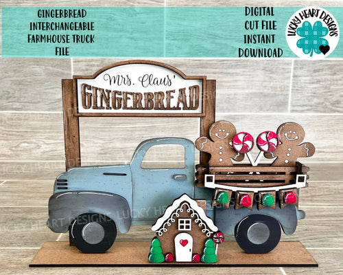 Gingerbread add on Interchangeable Farmhouse Truck File SVG, Glowforge Christmas, LuckyHeartDesignsCo