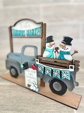Load image into Gallery viewer, Winter add on Interchangeable Farmhouse Truck File SVG, Glowforge Snowman, LuckyHeartDesignsCo
