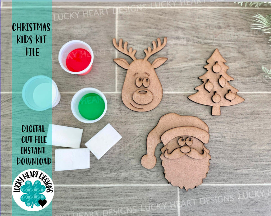 Christmas Kids Kit File SVG, Glowforge Santa, Rudolph, Tree, LuckyHeartDesignsCo