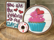 Load image into Gallery viewer, Sweets Valentine Quick and Easy Tiered Tray File SVG, Glowforge cupcake donut strawberry, LuckyHeartDesignsCo

