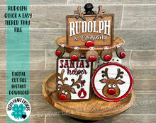 Load image into Gallery viewer, Rudolph Quick and Easy Tiered Tray File SVG, Glowforge Christmas, LuckyHeartDesignsCo
