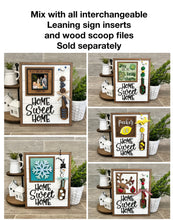 Load image into Gallery viewer, Wood Scoop Interchangeable Leaning Sign File SVG, Glowforge, LuckyHeartDesignsCo
