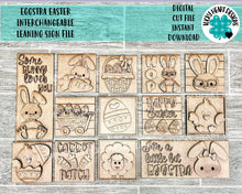 Load image into Gallery viewer, Eggstra Easter Interchangeable Leaning Sign File SVG, Glowforge Tiered Tray, Spring, LuckyHeartDesignsCo
