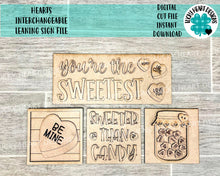 Load image into Gallery viewer, Hearts Valentine Interchangeable Leaning Sign File SVG, Glowforge Tiered Tray, LuckyHeartDesignsCo
