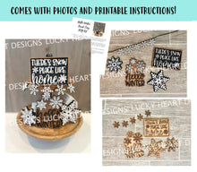 Load image into Gallery viewer, Hello Winter Quick and Easy Tiered Tray File SVG, Glowforge Farmhouse, LuckyHeartDesignsCo
