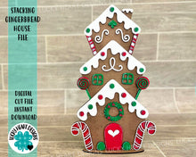 Load image into Gallery viewer, Stacking Gingerbread House File SVG, Glowforge Christmas, LuckyHeartDesignsCo
