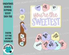 Load image into Gallery viewer, Valentines Bundle Gumball Scoop Sign File SVG, Glowforge Tiered Tray, LuckyHeartDesignsCo
