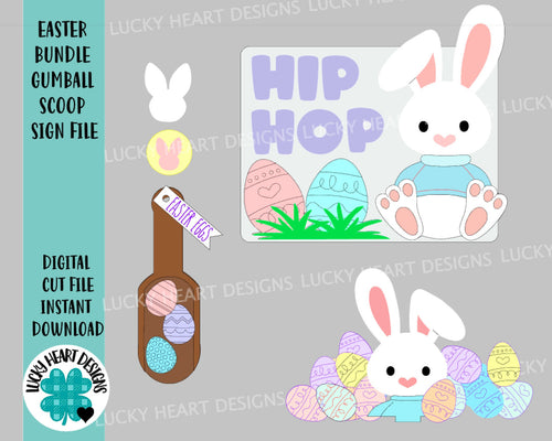 Easter Bundle Gumball Scoop Sign File SVG, Glowforge Tiered Tray, LuckyHeartDesignsCo