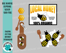 Load image into Gallery viewer, Bee Bundle Gumball Scoop Sign File SVG, Glowforge, Tiered Tray, LuckyheartDesignsCo
