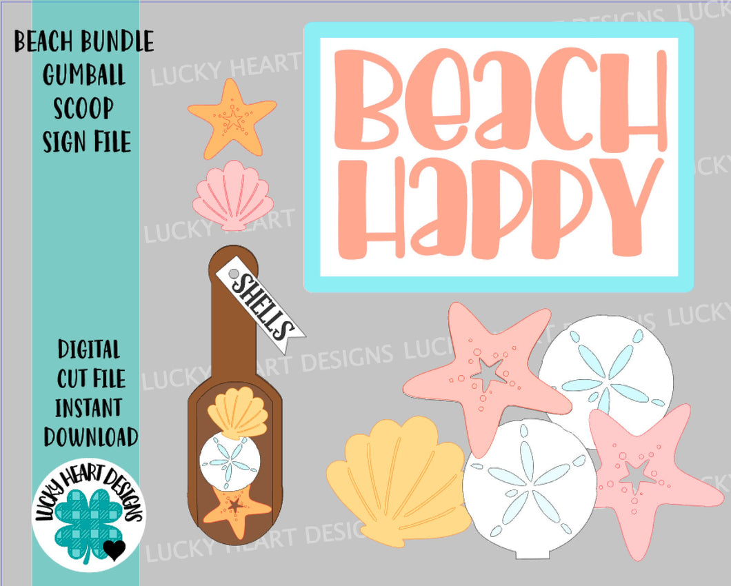 Beach bundle Gumball Scoop Sign File SVG, Glowforge Tiered Tray, LuckyHeartDesignsCo