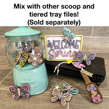 Load image into Gallery viewer, Spring Gumball Machine Filler File SVG, Glowforge Butterfly Tiered Tray, LuckyHeartDesignsCO
