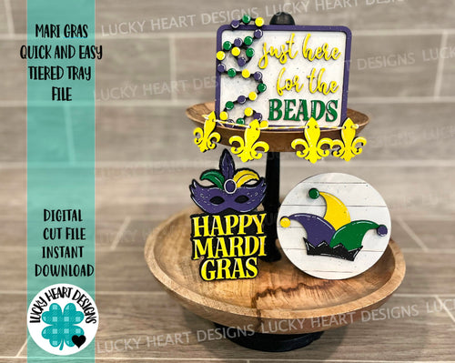 Mardi Gras Quick and Easy Tiered Tray File SVG, Glowforge, LuckyHeartDesignsCO