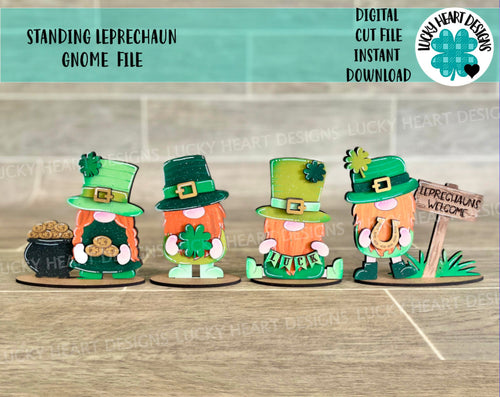 Standing Leprechaun Gnome St. Patrick's Day File SVG, Tiered Tray Holiday Decor, Glowforge, LuckyHeartDesignsCo
