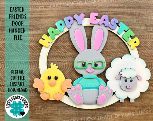 Easter Friends Door Hanger File SVG, Glowforge, LuckyHeartDesignsCo